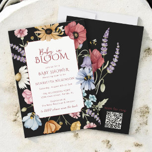 Blumige Biene Baby Shower "In Bloom" QR-Antwort Einladung