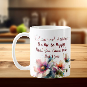 Blumige Bildungsassistentin rosa blau Personalisie Kaffeetasse