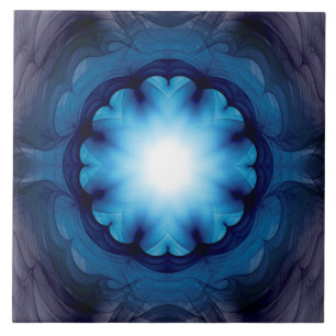 Blumige blaue Leuchtdekoration Fliese