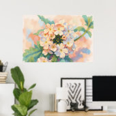 Blumige Blumen-Wasserfarben-Kunstposter Poster (Heimbüro)
