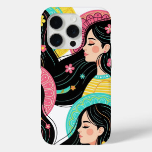Blumige Bohemian-Frauen-Illustrations-Kunst  Case-Mate iPhone Hülle