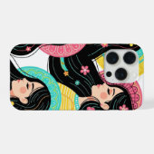 Blumige Bohemian-Frauen-Illustrations-Kunst  iPhone Hülle (Rückseite (Horizontal))