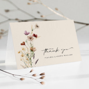 Blumige Boho-Hochzeit Danksagungskarte Dankeskarte