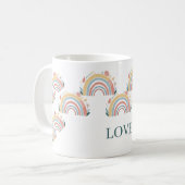 Blumige Boho-Regenbogen-Klassische Kaffeetasse (Vorderseite Links)