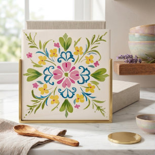 Blumige Botanische Dekorative Keramikfliese Bunt