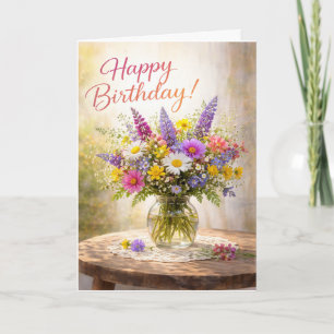 Blumige Bunte Wildblumen Geburtstag Karte