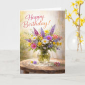 Blumige Bunte Wildblumen Geburtstag Karte (Gelbe Blume)