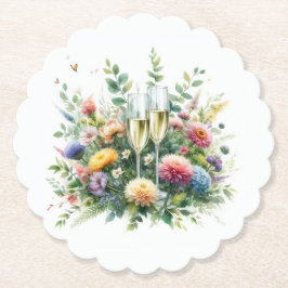 Blumige Champagner-Garten-Untersetzer Untersetzer
