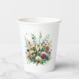 Blumige Champagner-Gartentassen Pappbecher