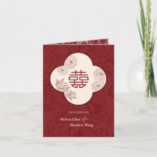 Blumige chinesische englische gefaltete Hochzeitse Ankündigung