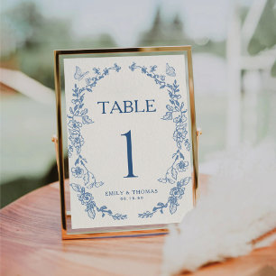 Blumige Chinoiserie-Hochzeitstisch-Nummernkarte Tischnummer