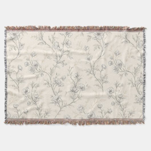 Blumige Creme-Chic Decke (Vorderseite)