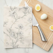 Blumige Creme-Chic Geschirrtuch (Viertel Falte)