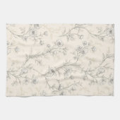 Blumige Creme-Chic Geschirrtuch (Horizontal)