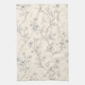 Blumige Creme-Chic Geschirrtuch (Vertikal)
