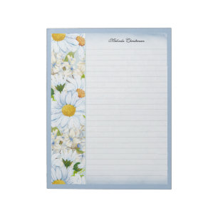 Blumige Daisy Vintage Staubblau Personalisiert Lin Notizblock