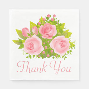 Blumige Dankeschön Rosa Rosenblumen Hochzeit Serviette