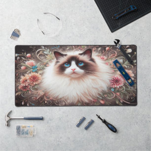 Blumige Delight Ragdoll Katze, Süße Ragdoll Katze Schreibtischunterlage