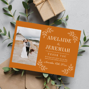 Blumige Einfachheit 2 Kürbis Orange Hochzeit Dankeskarte
