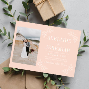 Blumige Einfachheit 2 Pfirsich-Hochzeit Dankeskarte