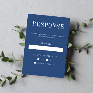 Blumige Einfachheit 2 True Blue Minimalistische Ho RSVP Karte