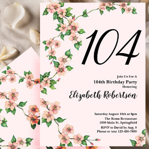 Blumige Einladung zum 104. Geburtstag in Rosa Hauc