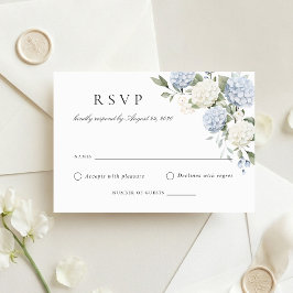 Blumige elegante blaue Hortensien-Hochzeits-RSVP-K Einladung