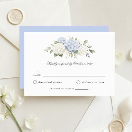 Blumige elegante blaue Hortensien-Hochzeits-RSVP-K Einladung