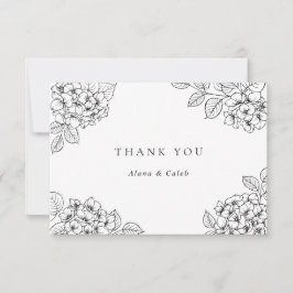 Blumige elegante Hortensien-Blatt-Hochzeit Danke