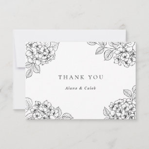 Blumige elegante Hortensien-Blatt-Hochzeit Danke