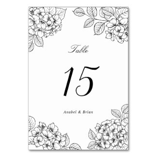 Blumige Elegante Hortensien Romantische Hochzeitst Tischnummer