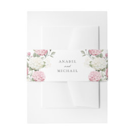 Blumige elegante rosa Hortensien-Grünzeug-Hochzeit Einladungsbanderole