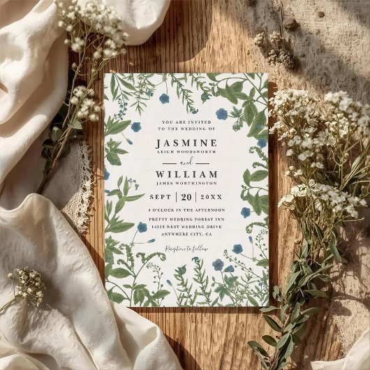 Blumige elegante rustikale QR-Code-Hochzeit Einladung