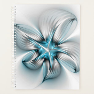 Blumige Eleganz Moderne Abstrakte Blaue Fraktal-Ku Planer