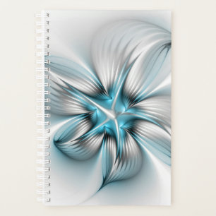 Blumige Eleganz Moderne Abstrakte Blaue Fraktal-Ku Planer