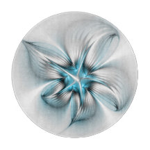 Blumige Eleganz Moderne Abstrakte Blaue Fraktal-Ku