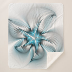 Blumige Eleganz Moderne Abstrakte Blaue Fraktal-Ku Sherpadecke