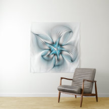 Blumige Eleganz Moderne Abstrakte Blaue Fraktal-Ku