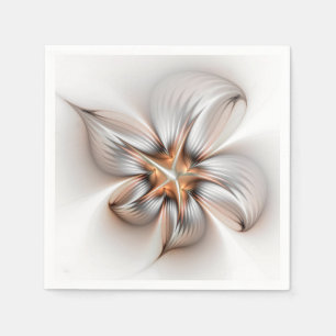 Blumige Eleganz Moderne Abstrakte Fraktal-Kunst Serviette
