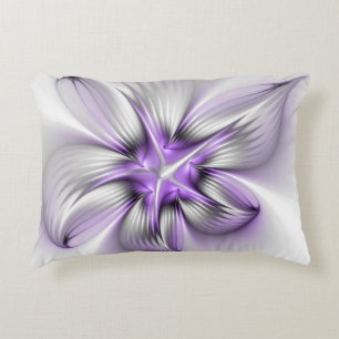 Blumige Eleganz Moderne Abstrakte Violette Fraktal Dekokissen