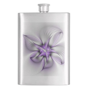 Blumige Eleganz Moderne Abstrakte Violette Fraktal Flachmann