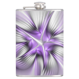 Blumige Eleganz Moderne Abstrakte Violette Fraktal Flachmann