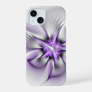 Blumige Eleganz Moderne Abstrakte Violette Fraktal iPhone 15 Hülle