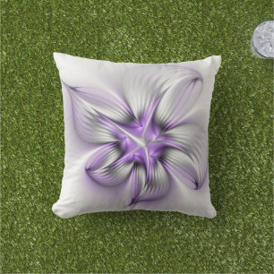 Blumige Eleganz Moderne Abstrakte Violette Fraktal Kissen