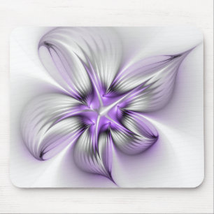 Blumige Eleganz Moderne Abstrakte Violette Fraktal Mousepad