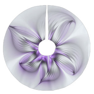 Blumige Eleganz Moderne Abstrakte Violette Fraktal Polyester Weihnachtsbaumdecke