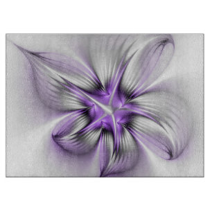 Blumige Eleganz Moderne Abstrakte Violette Fraktal Schneidebrett