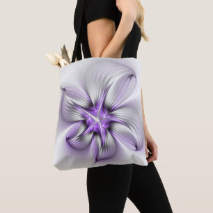 Blumige Eleganz Moderne Abstrakte Violette Fraktal Tasche