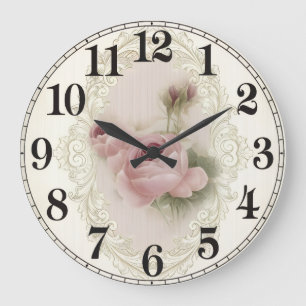 Blumige Eleganz Runde Acryl-Wanduhr Große Wanduhr