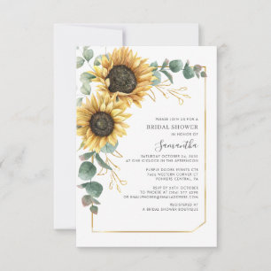 Blumige Eukalyptus-Sonnenblumen-Brautparty Einladung